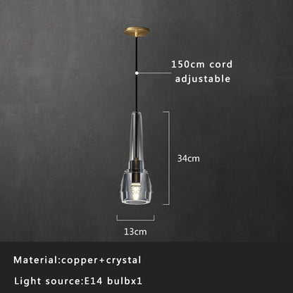 DecorBites™ Crystal Copper Pendant Lights Gold Home Decor Glass Hanging Lamp