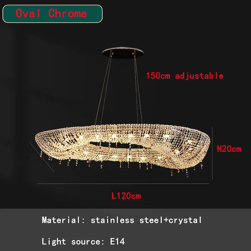 Decorbites™ Kristall-Oval-Lüster mit LED-Lichtern für moderne Luxus-Wohnräume