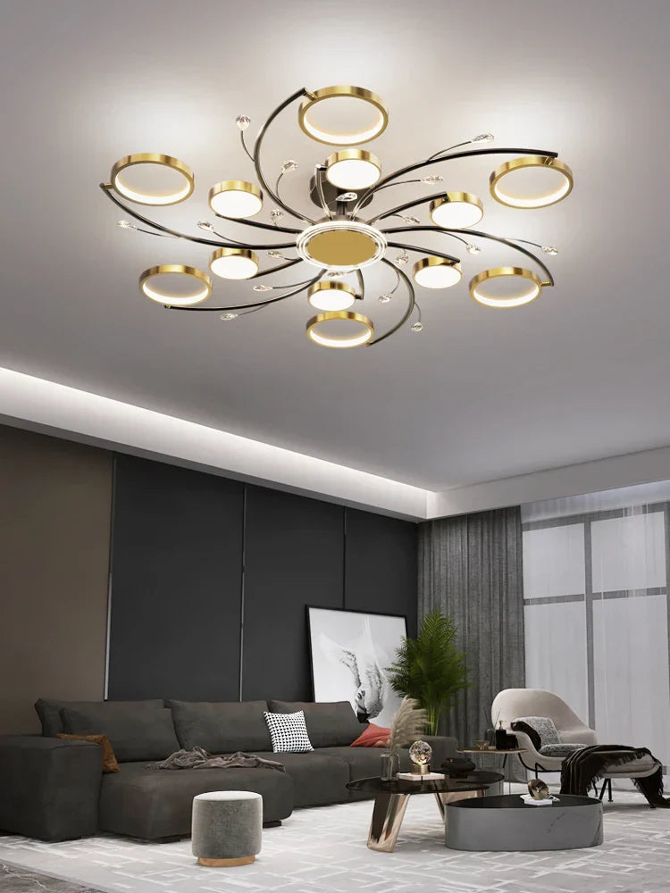 Gold Crystal LED Chandelier K9 12-Head