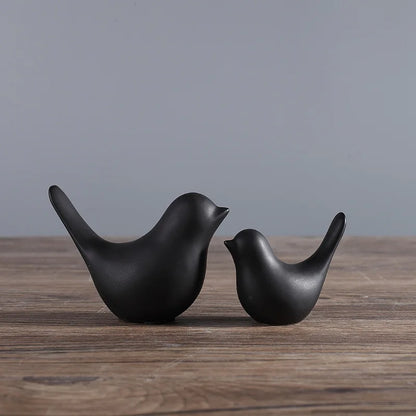 DecorBites™ Bird Figurine Set Nordic Ceramic Black White Table Sculptural Ornament