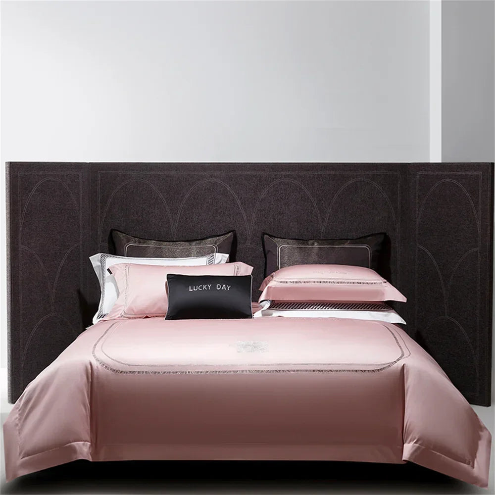 Decorbites™ Baumwoll-Satin-Jacquard-Stickerei-Bettwäsche-Set mit elastischem Spannbettlaken & Daunendeckelbezug