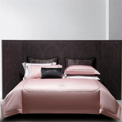 Decorbites™ Baumwoll-Satin-Jacquard-Stickerei-Bettwäsche-Set mit elastischem Spannbettlaken & Daunendeckelbezug