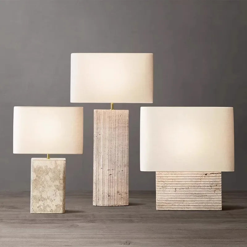 Brown Stone Fabric Lamp