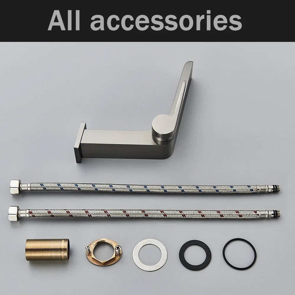 Decorbites™ Gun-Grau Beckenarmatur: Moderne deckenmontierte Spülarmatur für luxuriöse Badezimmer