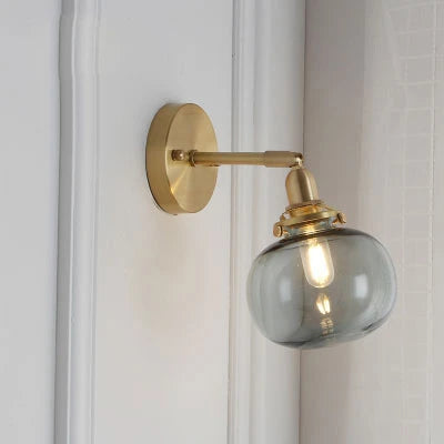 DecorBites™ Clear Glass LED Mirror Light Pull Chain Copper E14 Wall Lamp