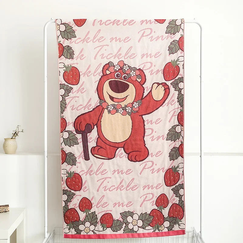 Decorbites™ Kawaii-Cartoon-Erwachsene-Badhandtuch - Weiches Baumwoll-Gaze, saugfähig & schnell trocknend - Groß 80x160cm Strandumhang