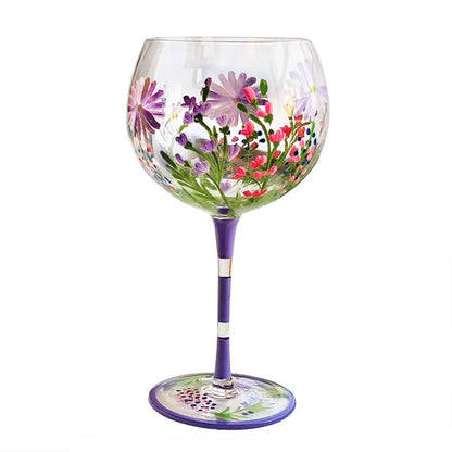 Decorbites™ Kristall-Handbemalter Blumen-Weinkelch - Chinesisches Antikes Rotweinglas