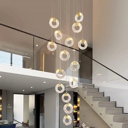 Decorbites™ Rundes Kristall-LED-Kronleuchter Luxus Modern Villa Treppenhaus Wohnzimmer Dekor Armatur