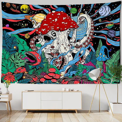 DecorBites™ Abstract Mushroom Tapestry Wall Hanging for Psychedelic Room Decor
