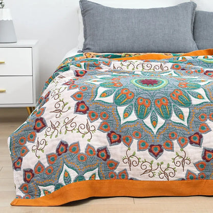 Decorbites™ Boho-Mandala-Baumwolldecke für den Sommer – Doppelseitige weiche Wurfdecke für Betten, Sofas