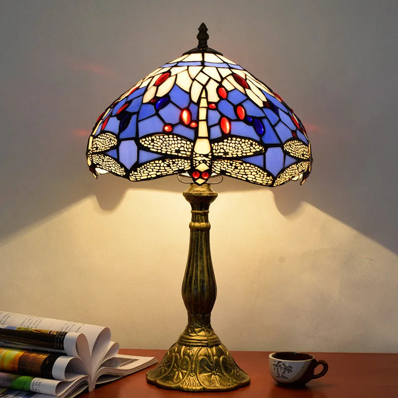 Decorbites™ Libellen Tiffany Bleiglas Tischlampe Vintage Schlafzimmer Schreibtischleuchte