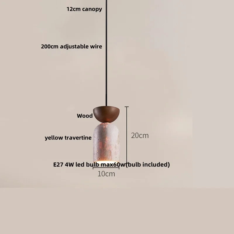 Decorbites™ Glasball-LED-Hängeleuchte für Kaffee-, Wohn- und Esszimmer mit natürlichem Holz und Stein