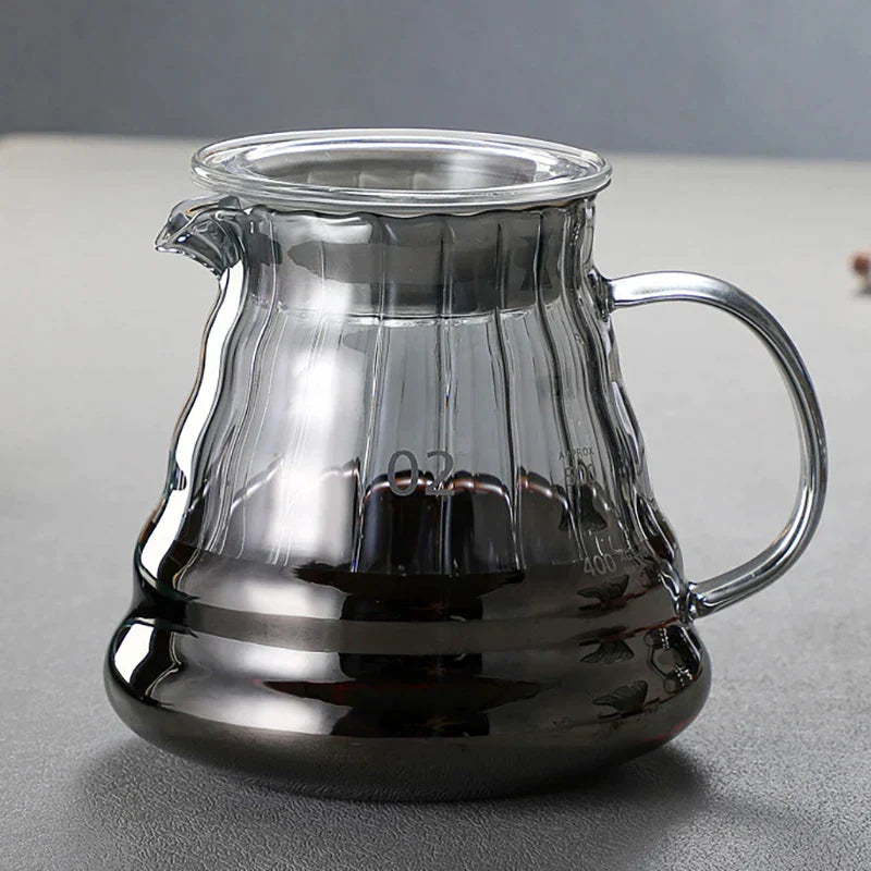 Decorbites™ Glas-Kaffeekanne, 600 ml Pour-Over-Kanne mit Gummideckel