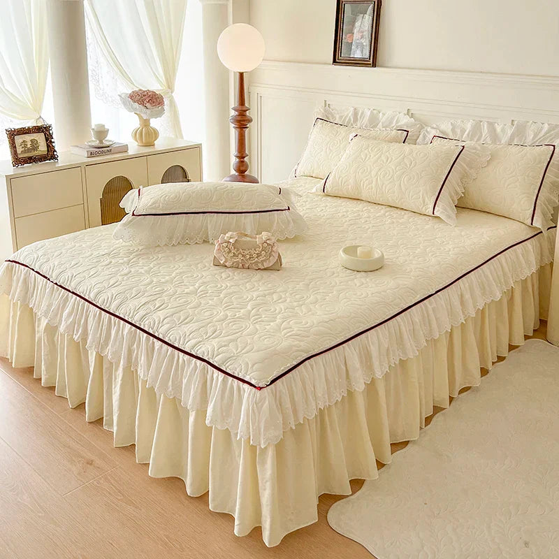 Solid Ruffles Cotton Bedding