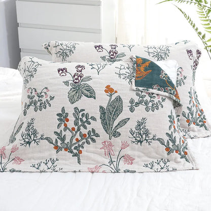 Decorbites™ Japanische Baumwoll-Einzelbettüberwurf mit Kissenhandtuch - Design mit Blumen und Vögeln