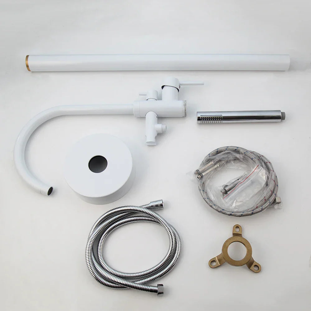 DecorBites™ Dual Handle Bathtub Faucet Set with Hand Shower, Floor Mounted Hot Cold Mixer