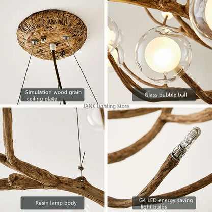 DecorBites™ Glass Bubble Resin Pendant Light Chandelier LED Lamps for Home Decoration
