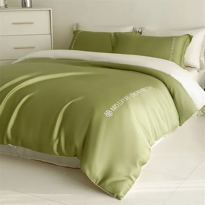 DecorBites™ Cotton Embroidery Bedding Set, 4Pcs Duvet Cover Kit for Double Bed