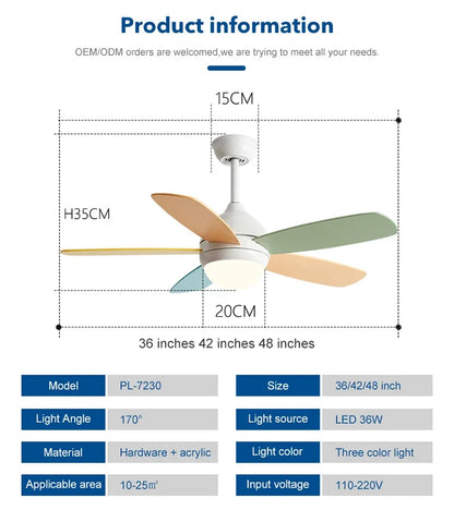 Decorbites™ Kinder-Deckenventilator mit Licht und Fernbedienung, 3-Geschwindigkeiten, 5-Blatt-Helikopter-Design