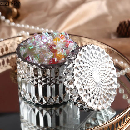 Decorbites™ Vergoldetes Glas-Nachfüllgefäß mit Deckel für Süßigkeiten, Schmuck und Kosmetik