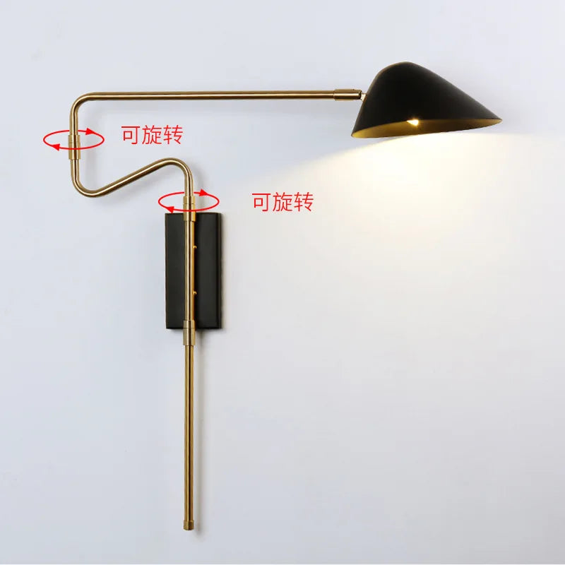 DecorBites™ Gold Rotatable LED Wall Lamp | Modern Nordic Rocker Arm Sconce