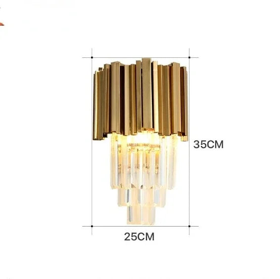 Gold Shimmering Crystal Wall Sconce For Bedroom