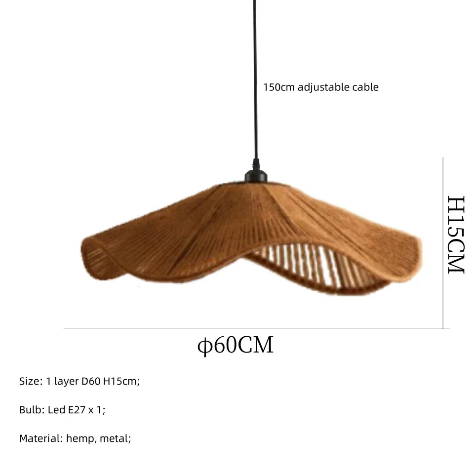 Decorbites™ Japanische Hanfstrick-Hängelampe E27 LED-Leuchte – Nordischer Wabi-Sabi-Stil
