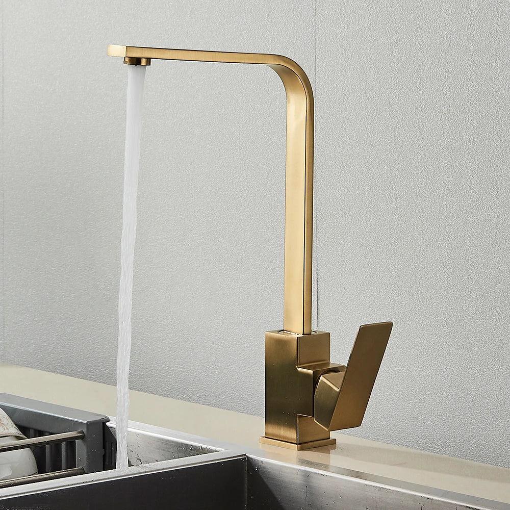 Decorbites™ Gebürsteter Nickel Küchenarmatur | 360° Drehbar Heiß-Kalt-Mischbatterie | Einhebel