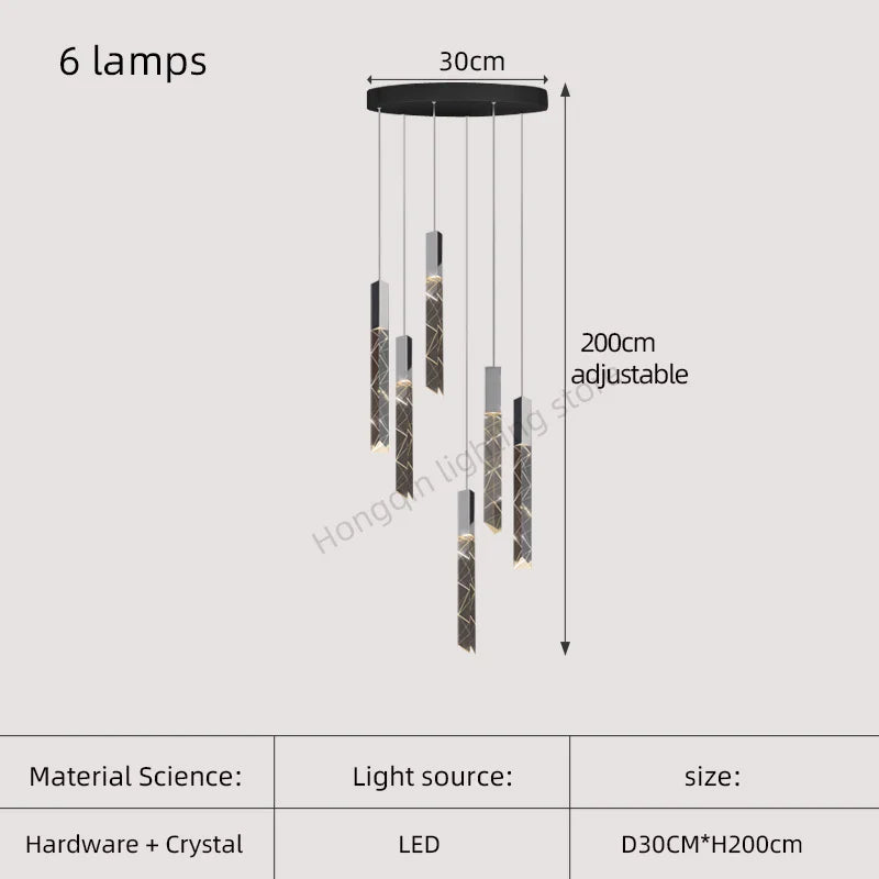 Gold Crystal Stair Chandelier 25-Lamp Design