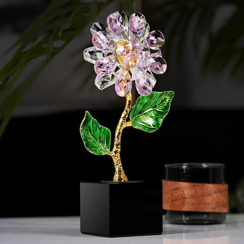 Decorbites™ Kristall-Sonnenblume Metallskulptur Heimdekoration Figur Glas-Handwerkskunst