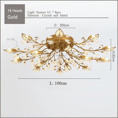 DecorBites™ Crystal Ceiling Chandelier LED Fixture Lights for Living Room Bedroom by Samsarah Lighting
