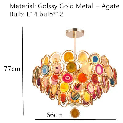 Decorbites™ Achat-Leuchter: Bunte LED-Beleuchtung für Eingangsbereich, Restaurant, Schlafzimmer – Verstellbares Kabel