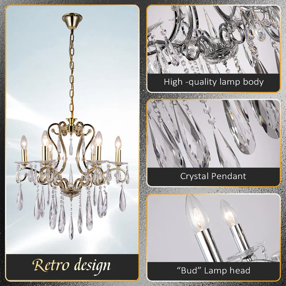 DecorBites™ Crystal LED Chandelier for Kitchen Dining Living Bedroom Room