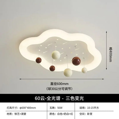 Decorbites™ Kinder-Wolken-Kronleuchter-Lampe für das Kinderzimmer, Vollspektrum, für Jungen & Mädchen, Creme-Stil
