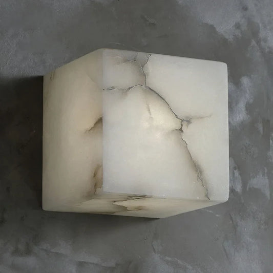 DecorBites™ Cube Marble Wall Lamp Natural Stone LED Sconce for Bedroom and Hallway Lighting