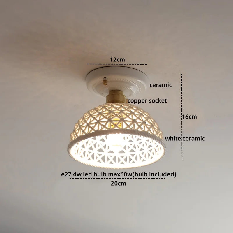 DecorBites™ Copper Wood LED Ceiling Lamp Ceramic Modern Ceiling Lights for Home Decor