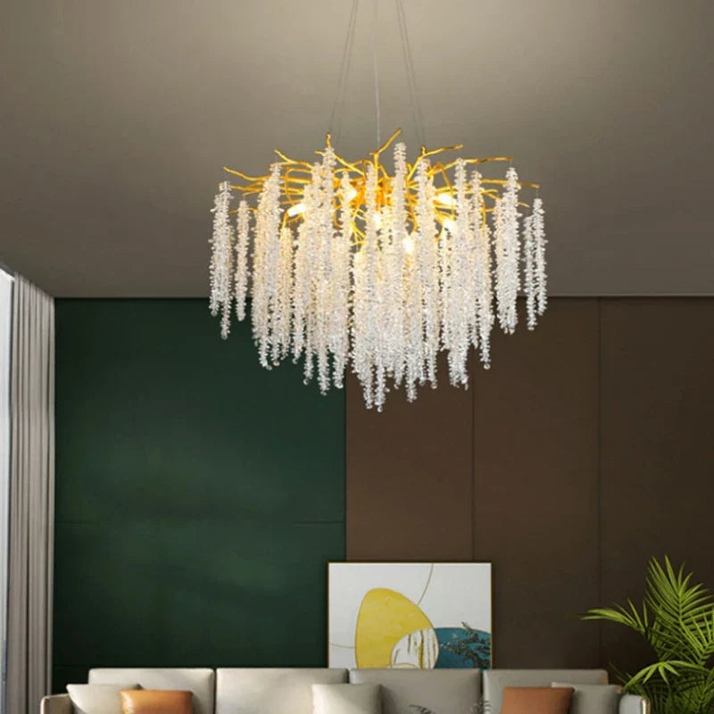 Decorbites™ Gold-Aluminium-Kristall-Kronleuchter für elegante Beleuchtung im Esszimmer