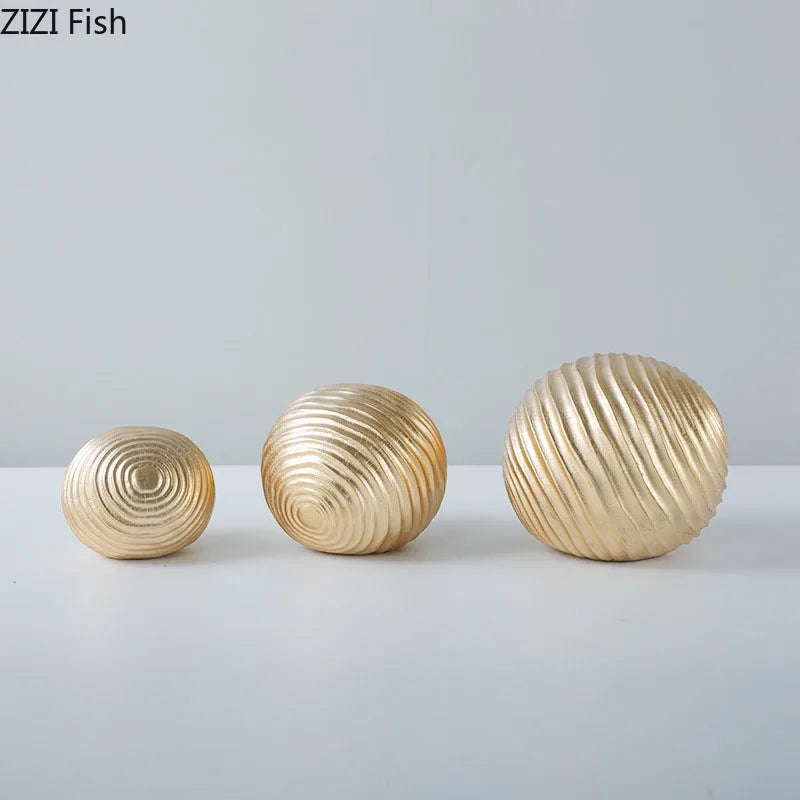 Decorbites™ Golden Wave Ball Desk Ornament, abstrakte Kunstskulptur für die Raumästhetik