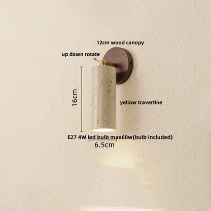 Decorbites™ LED Wandlampe Eisen Drehbar Küche Schlafzimmer Flur Gelber Travertin Holz Spiegel Licht