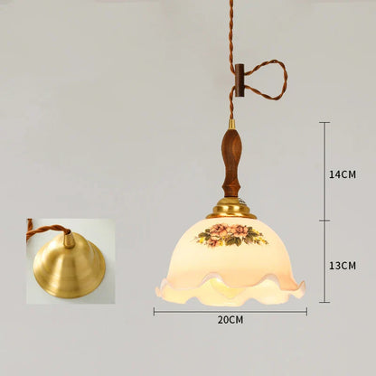 DecorBites™ Cracked Glass Copper Wooden Pendant Light for Home Indoor Living Room