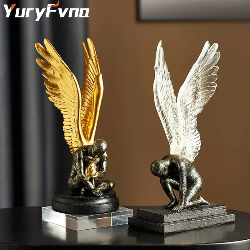 Decorbites™ Abstrakte Goldene Charakter-Harz-Statue Moderne Wohnraum-Dekoration Ornament Skandinavischer Stil