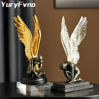 Decorbites™ Abstrakte Goldene Charakter-Harz-Statue Moderne Wohnraum-Dekoration Ornament Skandinavischer Stil