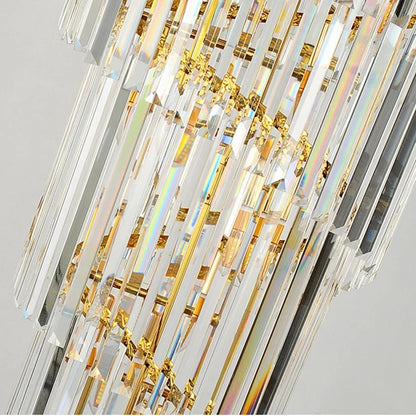 Decorbites™ Goldene Luxus-Spiral-Kristall-Leuchter für mehrstöckige Treppenhäuser