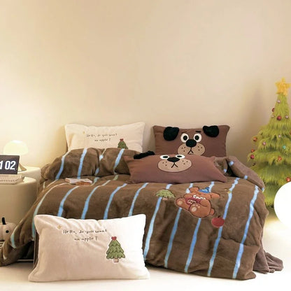 Decorbites™ Gemütliches Herbst-Winter Bettdecken-Set in King-Size mit Samt-Deckenbezug
