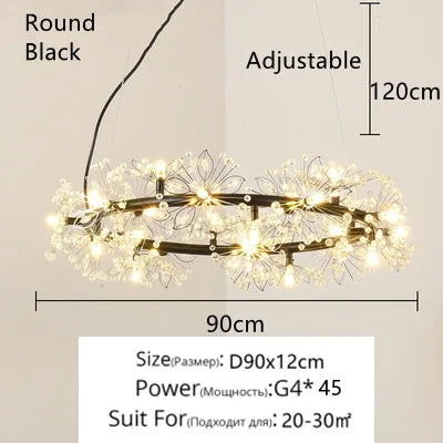 DecorBites™ Crystal Bionic Petals Chandelier for Living Dining Bedroom Hall Hotel Decor