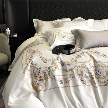 Decorbites™-Ägyptische-Baumwoll-Bettwäsche-Set: Queen King Ru-Größe Daunenbettdeckebezug, Laken, Kissenbezug Weiß