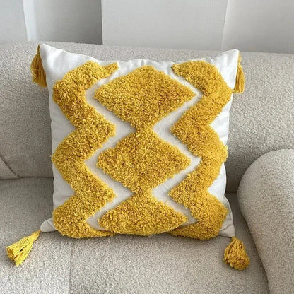 DecorBites™ Geometric Waves Tufted Pillow Covers with Embroidered Tassels