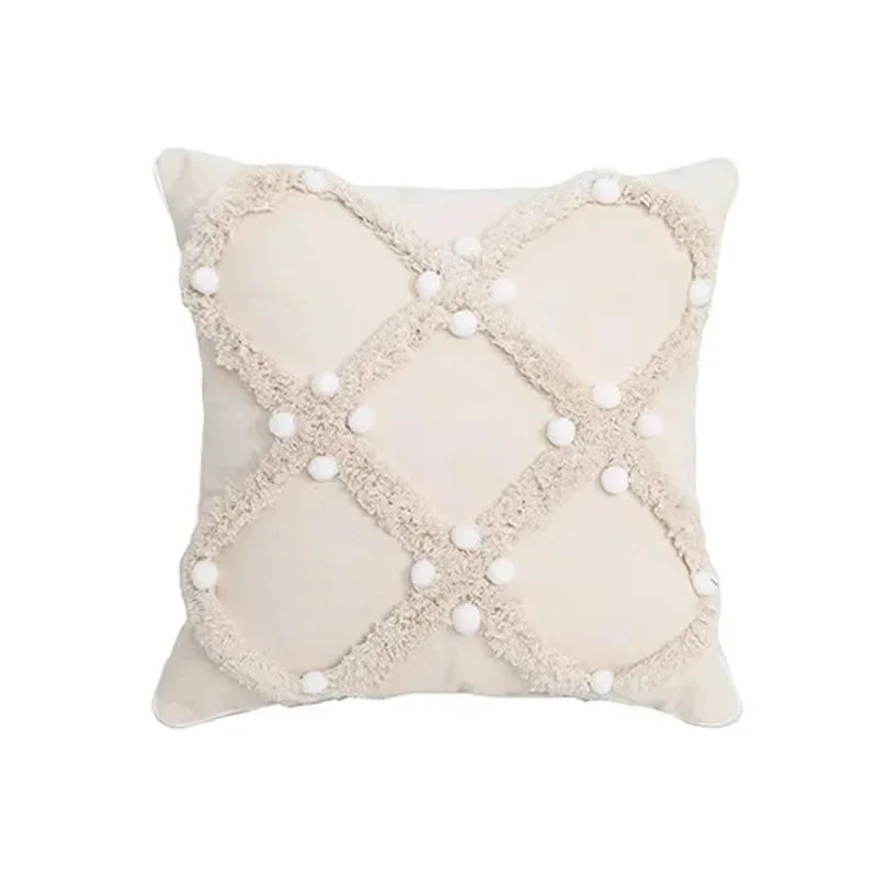 DecorBites™ Geometric Waves Tufted Pillow Covers with Embroidered Tassels