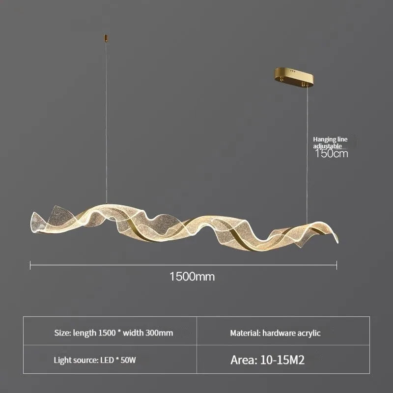 Decorbites™ Gold Wellen-Design Acryl-Hängelampe Kronleuchter für Wohnzimmer & Küche