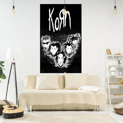 DecorBites™ KORNS Band Tapestry: Vintage Bedroom Decor Aesthetic Room Art